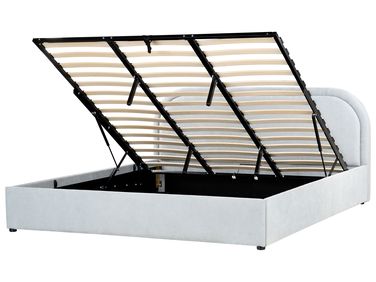 Bett mit Stauraum QUILLIEN Chenillegewebe Hellblau 180 x 200 cm