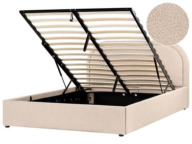 Ottoman Bed QUILLIEN Boucle Beige 140 x 200 cm (EU Double)