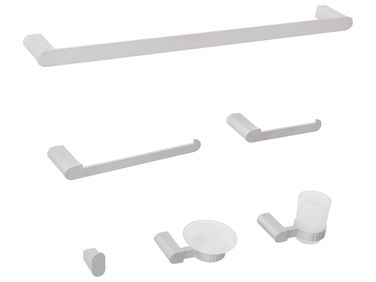 Badezimmerhalter Set 6-teilig PARACAS mit Handtuchstangen und -haken Silber
