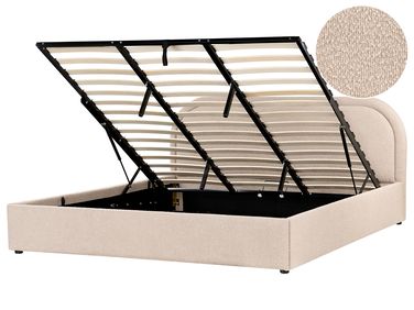 Ottoman Bed QUILLIEN Boucle Beige 180 x 200 cm (EU Super King)