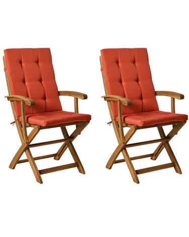 Set mit 2 Stühlen und Sitzkissen MAUI PREMIUM Akazienholz Rot