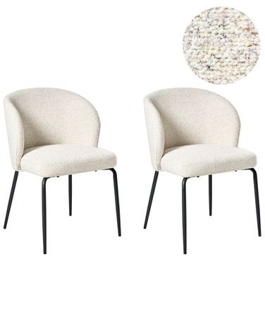 Esszimmerstuhl 2er Set ZANA Bouclé Hellbeige