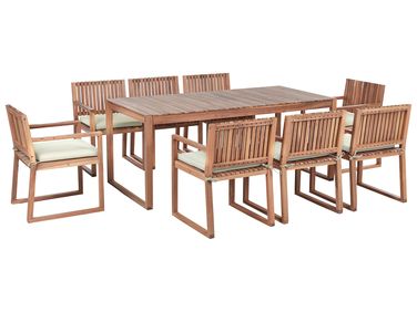 Garden Dining Set 8 Seater SASSARI PREMIUM Light Green Certified Acacia Wood with Cushions