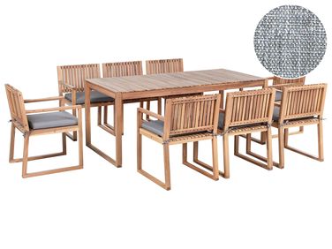 Garden Dining Set 8 Seater SASSARI PREMIUM Grey Melange Certified Acacia Wood with Cushions