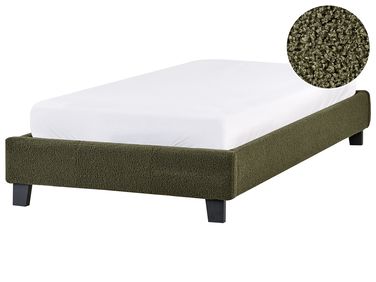 Bed without Headboard Boucle ROANNE 90 x 200 cm (EU Single) Dark Green