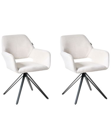 Esszimmerstuhl 2er Set CINEY Stoff Cremeweiß