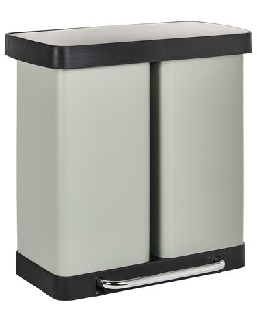 Double Pedal Waste Bin 60 L ECOSORT Metal Light Green