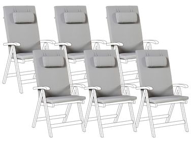 Outdoor Sitzkissen 6er Set JAVA/AMANTEA PREMIUM 50 x 71 cm Hellgrau