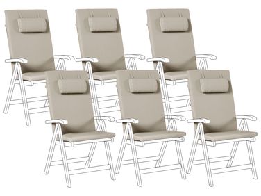 Outdoor Sitzkissen 6er Set JAVA/AMANTEA PREMIUM 50 x 71 cm Taupe