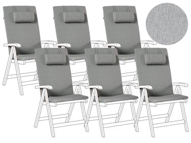 Outdoor Sitzkissen 6er Set JAVA/AMANTEA PREMIUM 50 x 71 cm Grau meliert