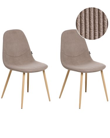Esszimmerstuhl 2er Set HILDEN Cord Taupe