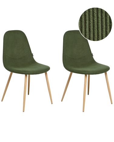 Esszimmerstuhl 2er Set HILDEN Cord Grün