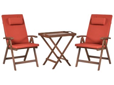 Bistro Set AMANTEA PREMIUM Acacia Wood Red