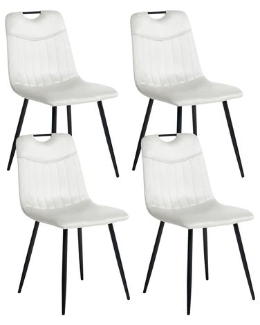 Esszimmerstuhl 4er Set ARGYLE Samtstoff Cremeweiß