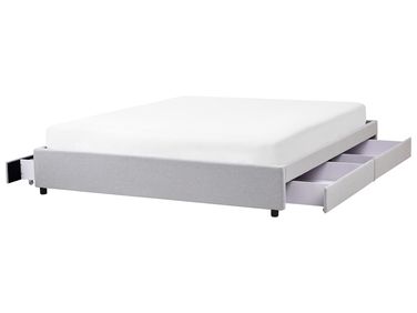 Bett mit Schubladen ohne Kopfteil PRADES Stoff Hellgrau 180 x 200 cm