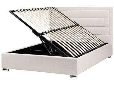 Ottoman Bed ROUEN Fabric Light Beige 140 x 200 cm (EU Double)