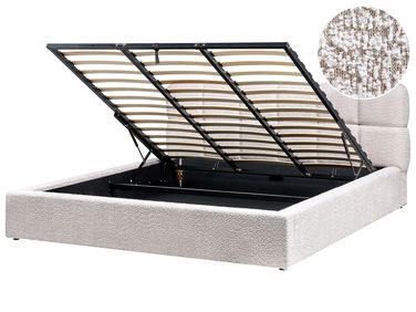 Ottoman Bed BASTON Boucle Light Beige 180 x 200 cm (EU Super King)