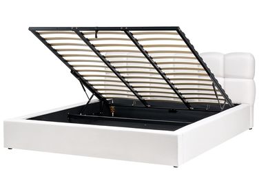 Ottoman Bed BASTON Fabric Off-White 180 x 200 cm (EU Super King)