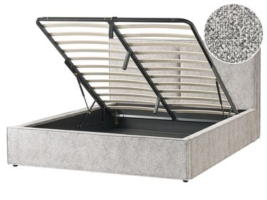 Ottoman Bed MOISSAC Velour Knit Black/ White 160 x 200 cm (EU King Size)